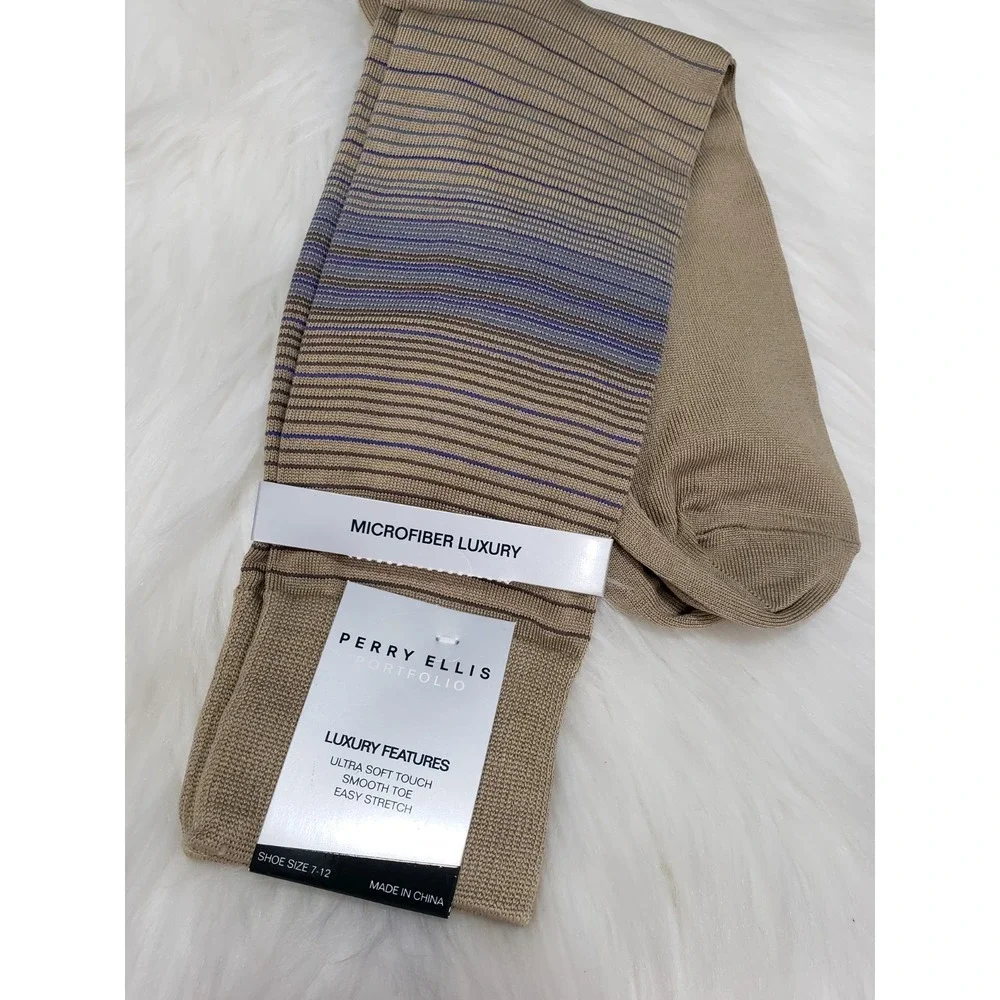 NEW Perry‎ Ellis Portfolio Superior Soft Luxury Dress Socks Size 7-12 Camel tan